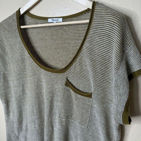 Madewell Shirt Womens XL Watermoor Short-Sleeve Sweater In Stripe Round Neck - Picture 4 of 11